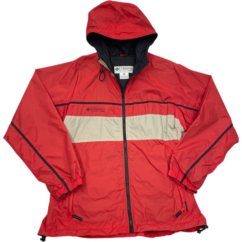 Columbia Vintage Red Hooded Windbreaker Jacket Men's M